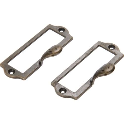 1pair Label Handle 87*45mm Antique Bronze File Pull Frame Tag Knob Name Card Holder w/screws Office Library Post Cabinet Drawer