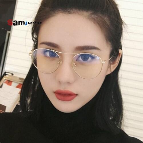SamjuneNew Arrival Women Round Clear Frame Eyeglasses Transparent Gold Glasses Metal Vintage Prescription Eyewear Eyewear