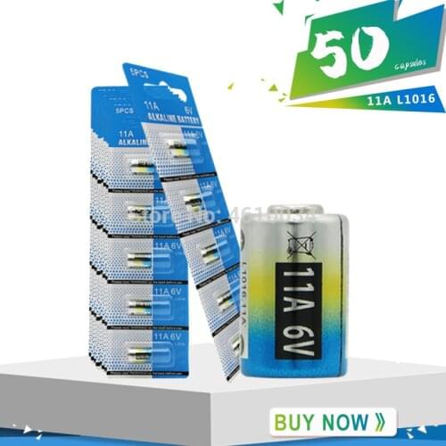 50pcs/lot 6V Alkaline dry batteries 11A MN11 L1016 Long last power battery for Laser pen reading pen remote controls
