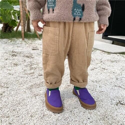 2 3 4 5 6 Y Toddler Boys Pants Thicken Plus Velvet High Quality Corduroy Pants for Boy Casual Elastic Waist Children Harem Pants