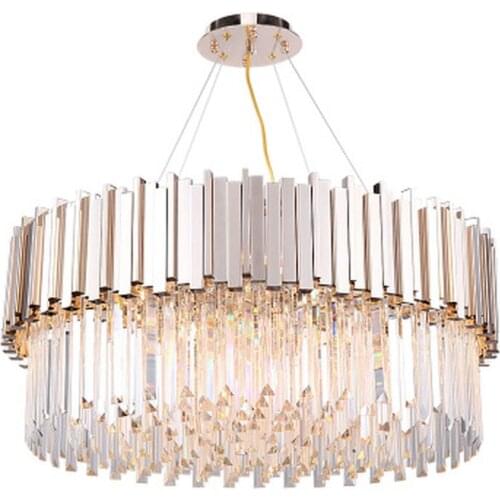 Modern round chrome crystal chandelier lighting in the living room dining room luxury lamp led silver chandeliers ceiling