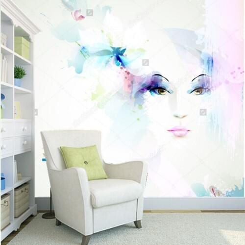 Modern Wallcoverings,women face with flowers,3D photo mural for living room clothing store barber shop wall papel de parede
