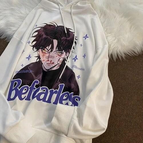 The loose warm printed sweater sports sweater long-sleeved shirt for female students out of the street two-dimensional animation