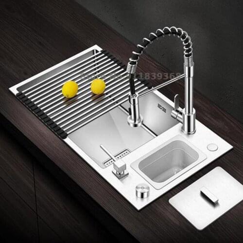 Thick 304 Stainless Steel Manual Sink Single Tank Size Package Kitchen Sink Sink Trash Can