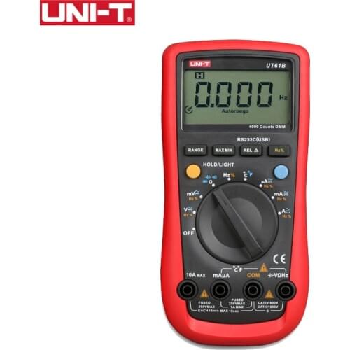 UNI-T UT61B DMM Digital Multimeter Auto Range 3999 Count Data Hold Test AC DC Voltage Current Auto Power Off USB PC Software