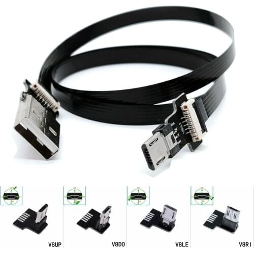 FPC USB Data Cable A Male to Mini Micro USB B 5Pin Male 90 Degree UP / Down / Left / Right Angle Adapter Charge Sync 0.1M 0.5M