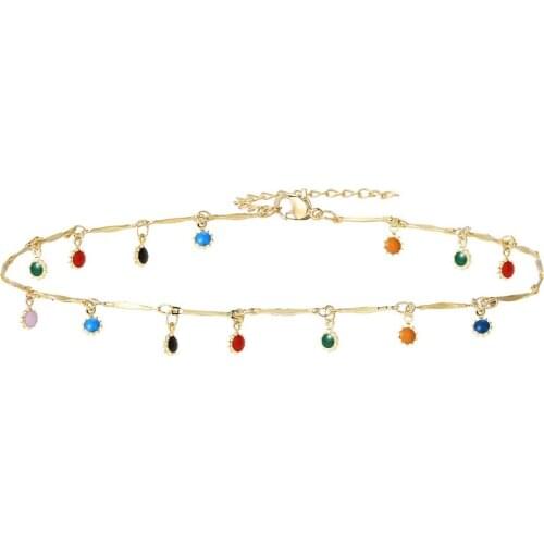 Vintage Multicolor Bead Tassel Pendant Necklace Short Chain Necklace for Women Gothic Choker Retro Party Jewelry Gift