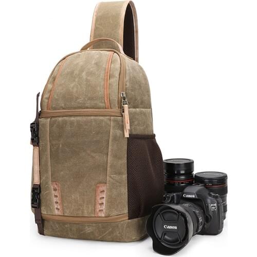 Batik Canvas Waterproof Camera Sling Backpack Multifunction Messenger Camera bag For Canon Nikon Sony DSLR Camera bag