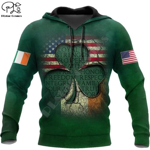 PLstar Cosmos 3DPrint Ireland Clover Irish St.Patrick Funny Men/Women Harajuku Streetwear Hoodies/Zip Hoodie/Sweatshirt/b12