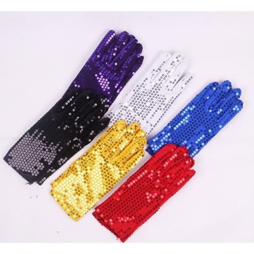 Women/Child Monochrome Sequins Dance Performance Gloves Childrens Day Professional Cosplay Princess Accessories Gloves A72