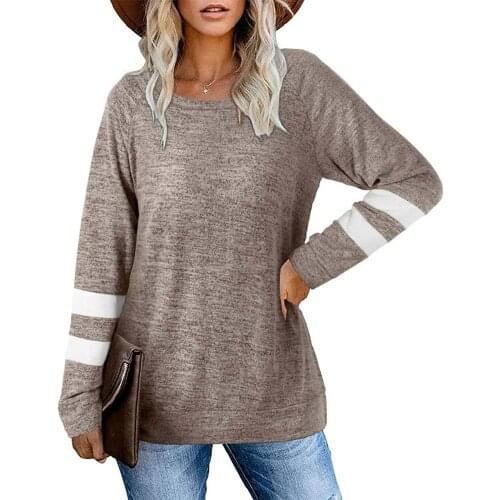 GULE GULE Sweatshirts for Women Long Sleeve Crew Neck Shirts Tunic Tops for Leggings Stripe Shape Casual Simple Style Clothes