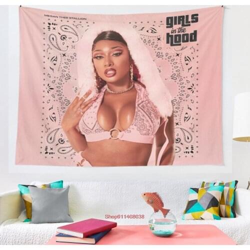 Megan Thee Stallion Girls In The Hood tapestry Cover Beach Towel Picnic Yoga Mat Home Decoration Wall Hanging