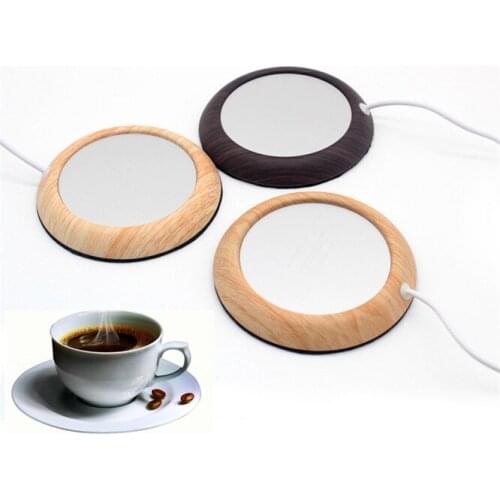 10pcs Coffee warmer coaster USB powered Wood Grain Cup Warmer Heat Beverage Mug Mat Keep Drink Warm Heater Mug Coaster Table mat