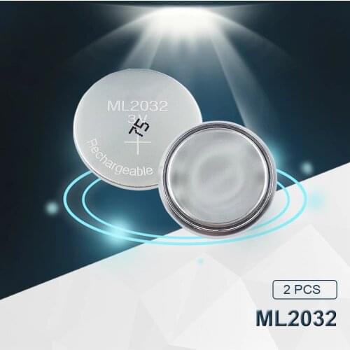 2pc Maxell Original ML2032 3V Rechargeable lithium battery button cell button batteries (ML2032)