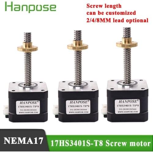 3PCS Nema17 Screw stepper motor with anti-backlash brass nut 310MM 17HS3401S-T8*2 Pitch 1.3A 28N.cm for medical instrument