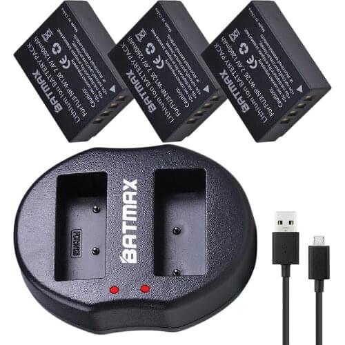 3x 1260mAh NP-W126 NP W126 NPW126 Batteries& Dual USB Charger for Fujifilm Fuji X-Pro1 XPro1 X-T1 XT1, HS30EXR HS33EXR X PRO1
