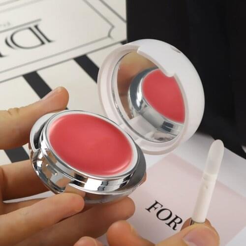10/30pcs 13ml White Plastic Lipstick Container Case with Lip Brush Mirror Round Empty Cute Cosmetic Container