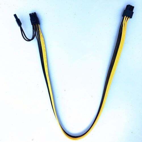 Free ship PCI-E Express 6P male to 6+2P 8Pin + 6Pin male Graphics Card BTC DIY Power extend Cable miner mining wire 18awg 12v