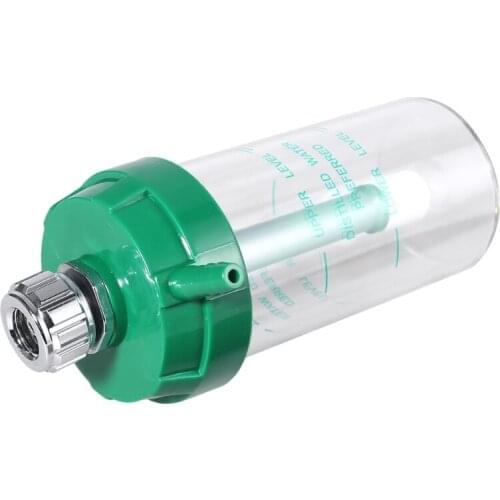 Dry Humidifier Bottle 200mL with Indication Line Compatible with O2 Pressure Gauge Regulator Plastic