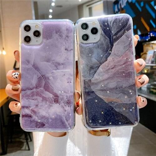 Gold Foil Glitter Dream Galaxy Marble Phone Case For iPhone 11 12 Mini Pro Xs Max X XR 7 8 Plus SE 2020 Soft Silicon Back Cover