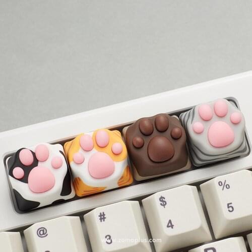 Colorful Cute Milk Caws Siam Cat Paw Design Keycaps For Cherry Mx Switch Mechanical Gaming Keyboard ABS Soft Silica Gel Key Caps