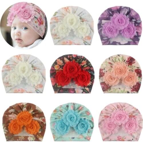 Baby Toddler Girls Flower Turban Cap Cotton Headwrap India Headband Beanie Hat