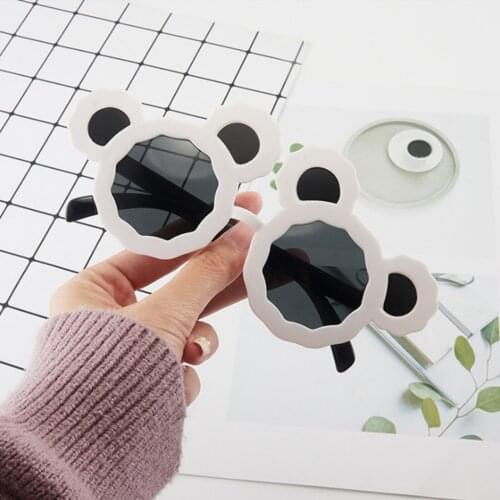 Pudcoco Kids Dark Glasses Baby Carton Bear-Shape Anti-UV Sunglasses Eyewear for Outdoor Activities White