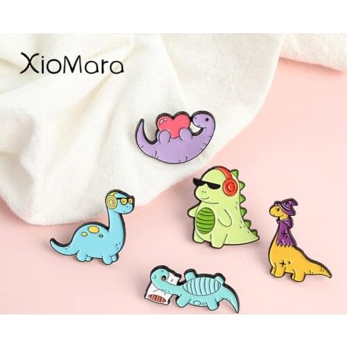 Dinosaur Enamel Pins Music Sleeping Heart Witch Hat Brooches Animal Badges Bag Hat Backpack Accessories Jewelry Women Men