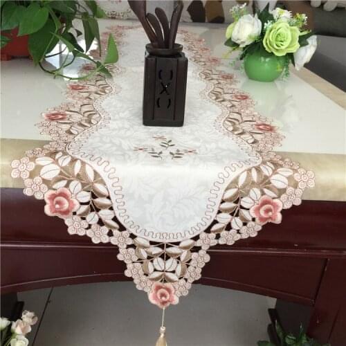 Elegant Embroidery Table Runner Pastoral 38*170cm Fabric Tea tablecloth, Luxury Table mat table Cover for decoration