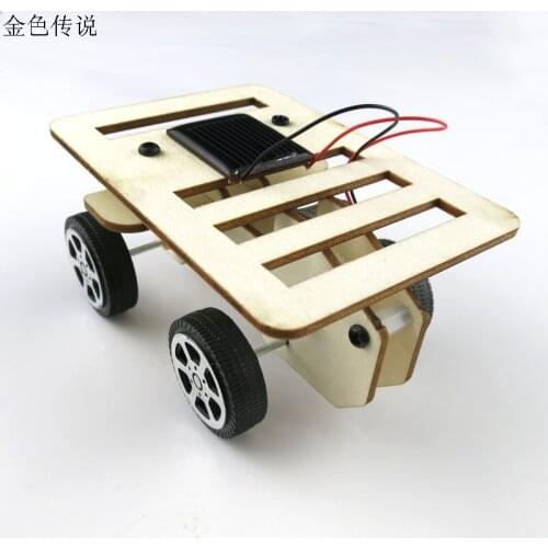 F17931 New arrival Self assembly DIY Mini Wooden Car Model Solar Powered Kit 4WD Smart Robot Car Chassis RC Toy 100*70*50mm