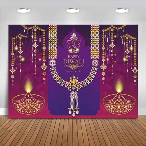 Diwali diya backdrop for photography Indian mythology candles decoration Gold Diya Crystals Color photography backdrops custom
