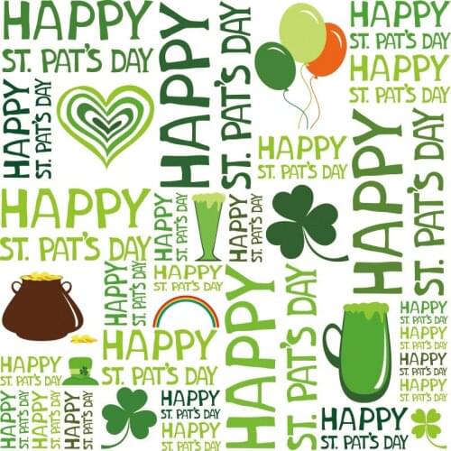 St. Patricks Day Backdrop Cartoon Balloon Love Clover Green Background Family Party Decor Photography Photo Booth Studio Prop