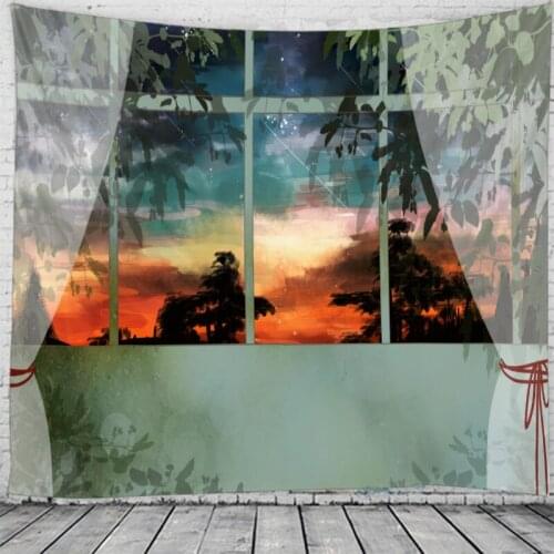 View from The Window PatternTapestry Blanket Throw Wall-Hanging Psychedelic-Pattern Home-Deco