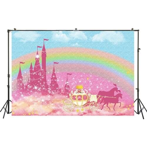 HUAYI Photography Backdrop Birthday Party Desserts Table Decor Photo Background Castle Princess Pumpkin Car Baby Shower W-3616