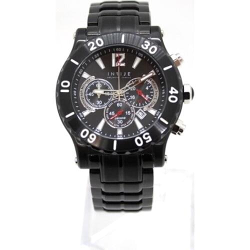 INFIJE- Chrono Quartz Watch in Steel - Black - MADE IN ITALY