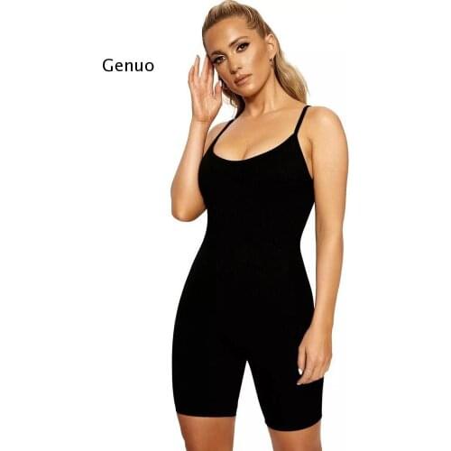 Black Basic Sleeveless Playsuits Womens Summer Fashion Elastic Soft Casual Wear Playsuits Jogging Sportswear Mujer