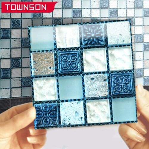 20 pcs Creative mosaic Wall Stickers Self Adhesive Wallpaper Kitchen oil sticker House Decoration Wall Sticker Oil proof sticker