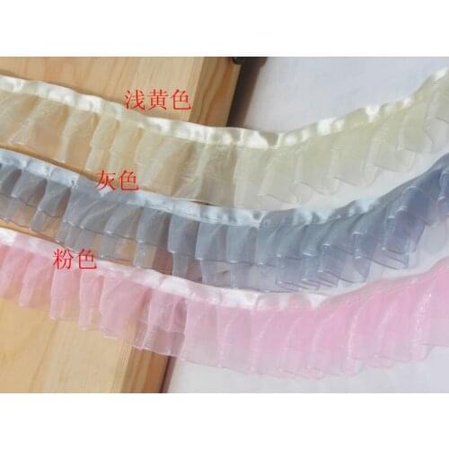 15yards/lot Edged Organza Ruffle Lace Trim Organza Lace Trimming 5cm Wide Doll Lace