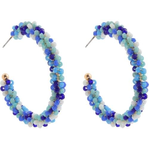 Fashion Bohemian Handmade Round Bead Hoop Earring 2021 Novelty Colorful Glass Bead Statment Earring Party Jewelry Gift For Women