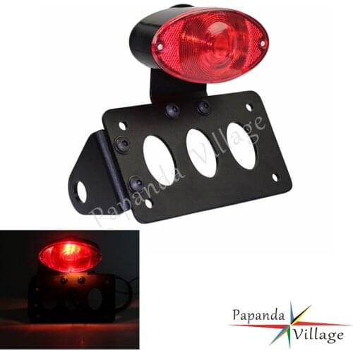 Motorcycle Cat Eye Tail Lights Brake Stop Light License Plates Bracket Side Mount Holder for Harley Cafe Racer Scrambler Bobber