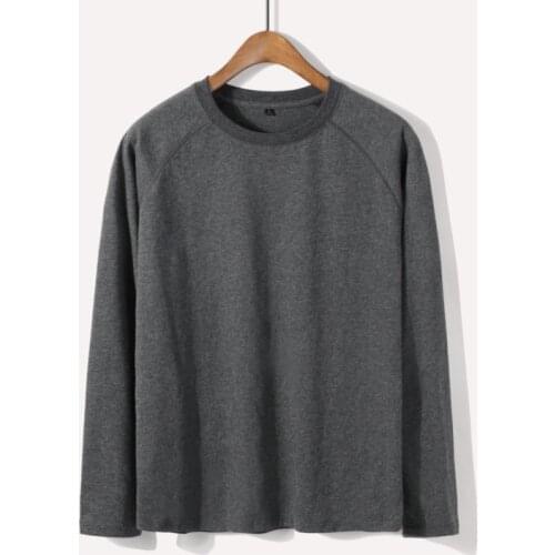 Spring and autumn mens t shirts fashion Casual pullover Long sleeve T shirt cotton raglan sleeves solid color mens t-shirt