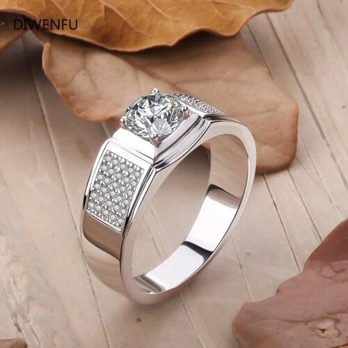 Real S925 Sterling Silver Natural Diamond Rings for men Fine Solid Silver 925 Jewelry Anillos Mujer Bizuteria luxury Ring men