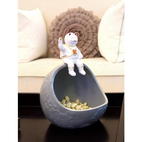 Nordic Resin Cat Sculpture Decoration Crafts Creative Modern Living Room Desktop Multi-function Storage Box Household Items