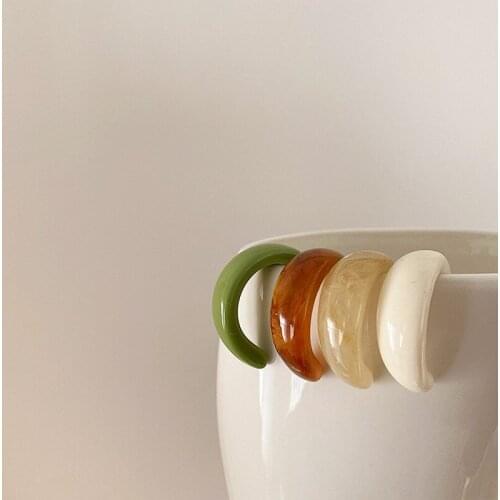 New Colorful Acrylic Geometric C-shaped Hoop Earrings Retro For Women Girls Party Travel Jewelry Gifts