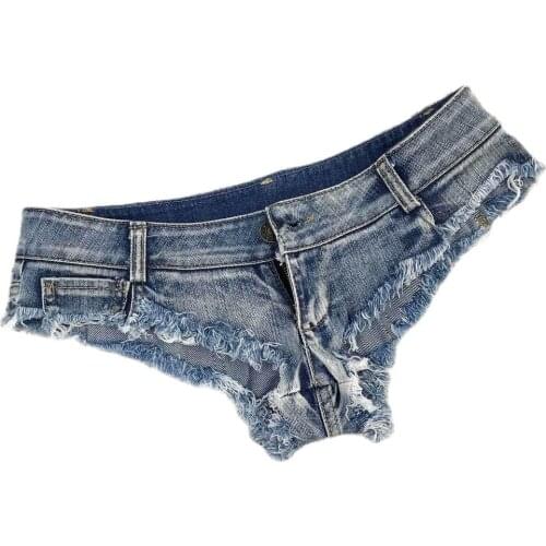 New Summer Womens Low Waist Hole Mini Denim Jeans Shorts Sexy Dj Dance Clubwear Blue