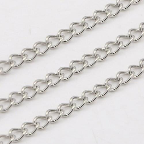10m 2.5mm 3mm 304 Stainless Steel Twisted Chains Curb Chain , Stainless Steel Color Wholesale F80