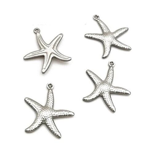 20pcs/lot Charms Small Starfish Star Sea Shell Beach Stainless Steel Making Pendant DIY Jewelry Bracelet Necklace Anklet Earring