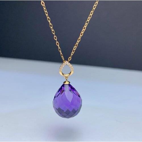 Shilovem 18k yellow piezoelectric amethyst Pendants fine Jewelry women trendy no necklace classic new gift 13*16mm mymz1316986z