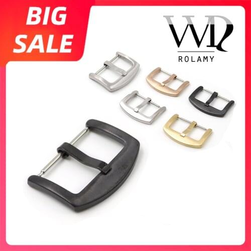 Rolamy 10Pcs 18 20 22 24mm Top Luxury 316L Stainless Steel Brushed Matt 3mm Tang Tongue Pin Buckle For Rolex Omega Watch Strap