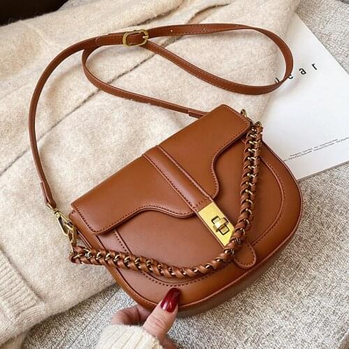 Womens Luxury Elegant Leather Shoulder Bag Fashion Casual Vintage Chains Evening Party Kawaii Mini Crossbody 2021 Spring New